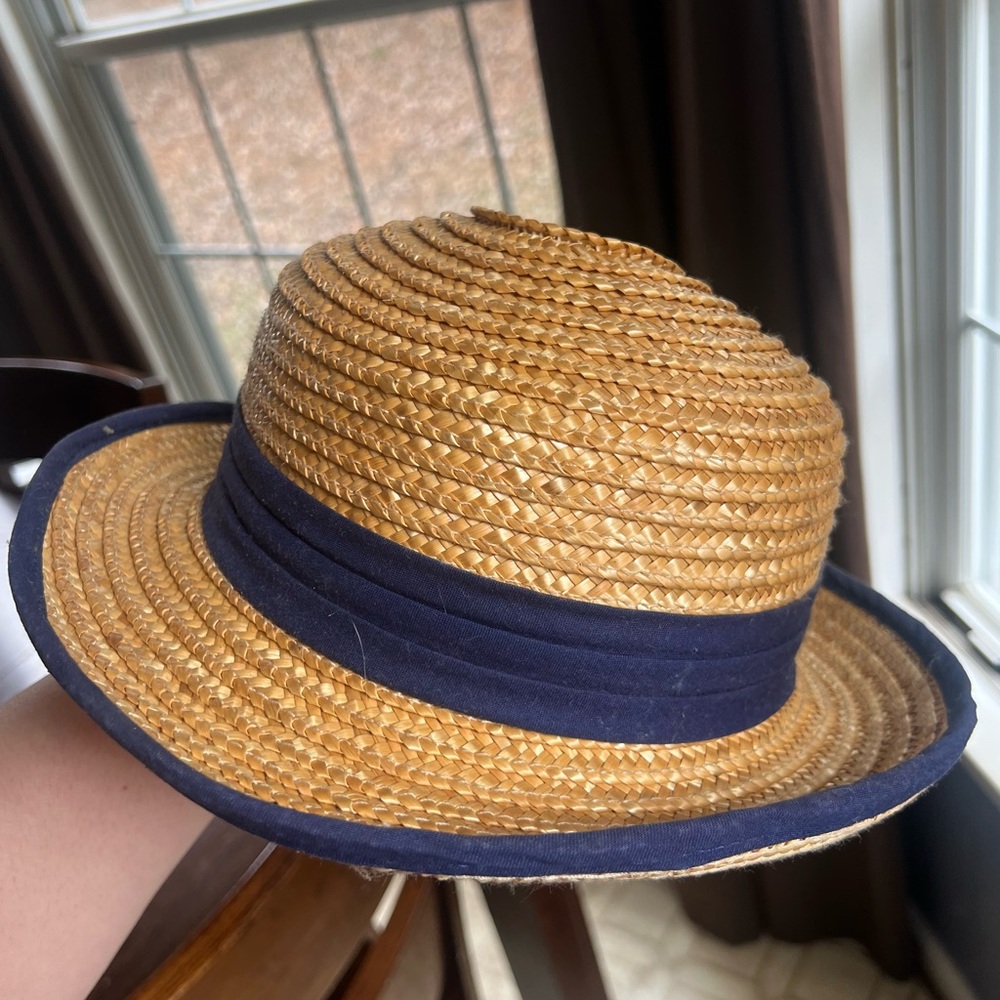 Vintage Lord&Taylor Navy Band Straw Hat